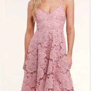 Lulu's Pink Spaghetti Strap A-Line Midi Dress